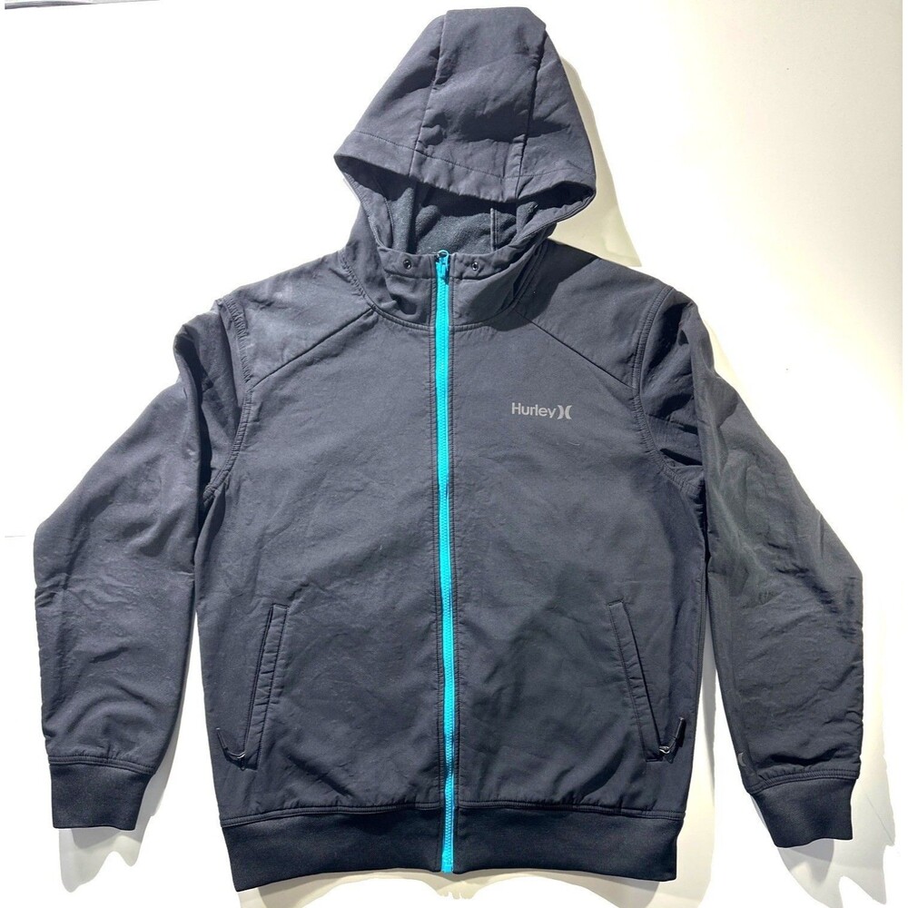 Hurley Mens Dark Gray Full-zip Hooded Long Sleeve Jacket Size L